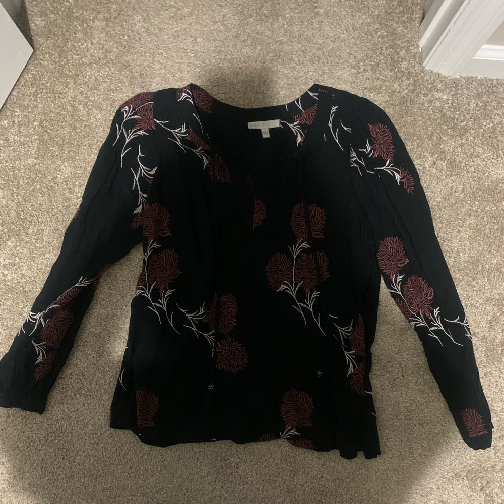 Floral Black and Red Women's Blouse